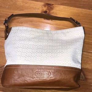 CREAM COACH MINI SIGNATURE PURSE